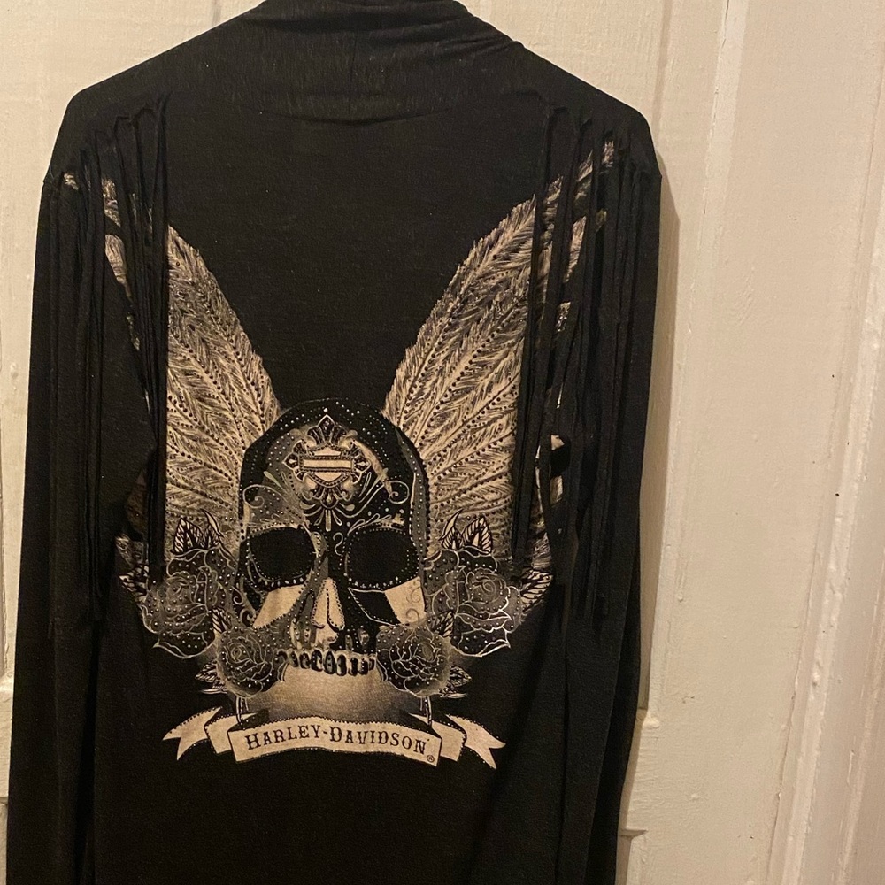Harley-Davidson  Skull Wings Fringe Cardigan Top - Picture 7 of 13